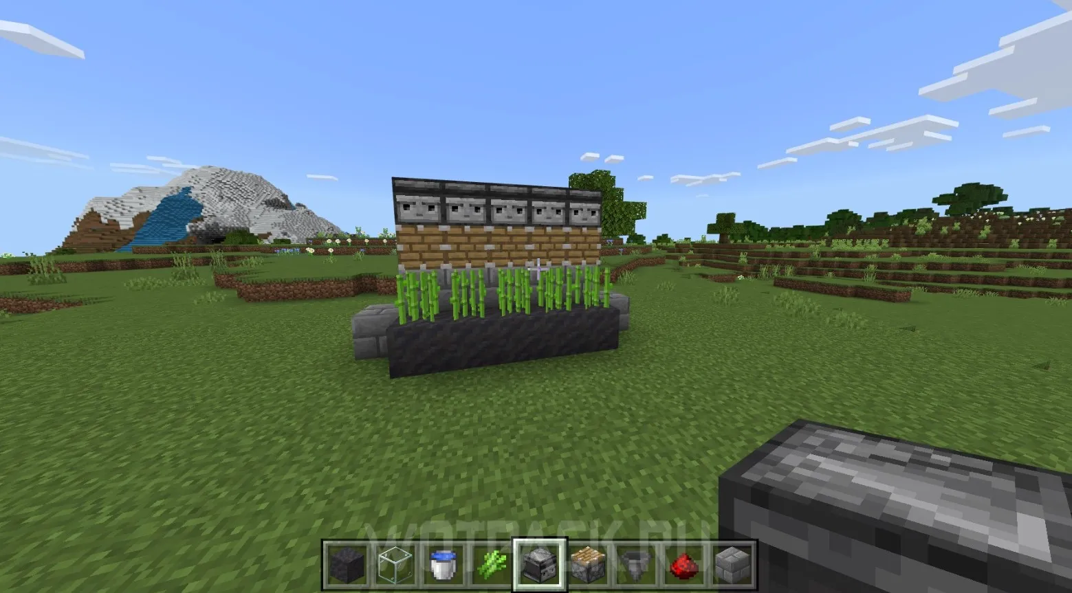 Пример: автоматическая ферма тростника с Redstone