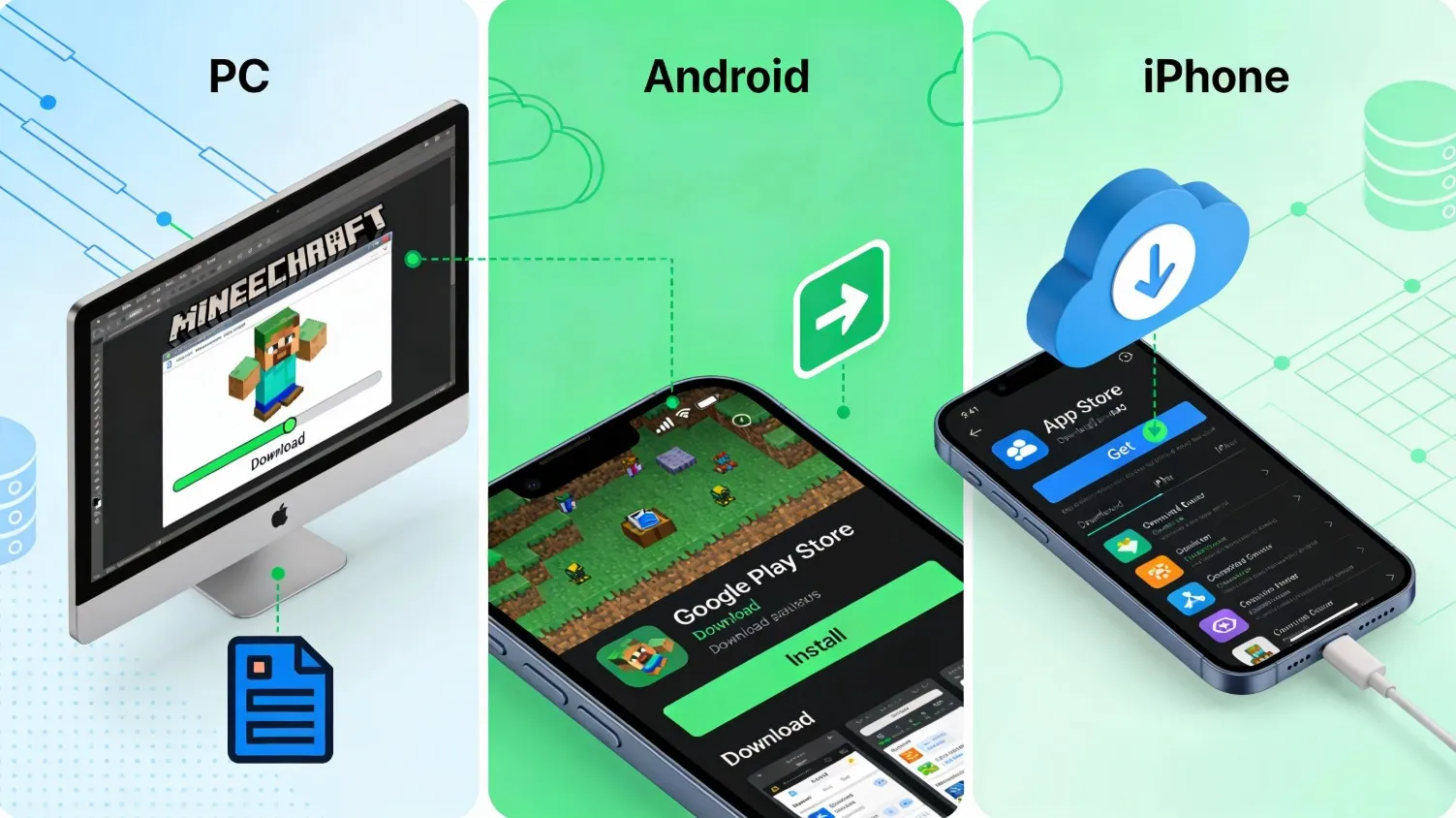 Скачать Minecraft на ПК Android и iOS официально